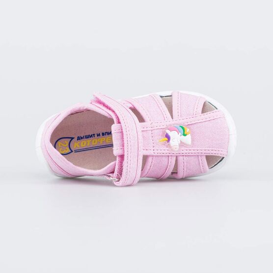 221149-12 Текстильные сандалии Единорожка для девочки розовый фото №4