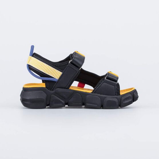 724028-15 Пляжные сандалии на липучках для мальчика-подростка для мальчики черный + желтый фото №2
