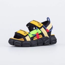 724028-15 Пляжные сандалии на липучках для мальчика-подростка для мальчики черный + желтый