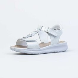 422075-22 Босоножки для девочки из натурального нубука для девочки серебрист.