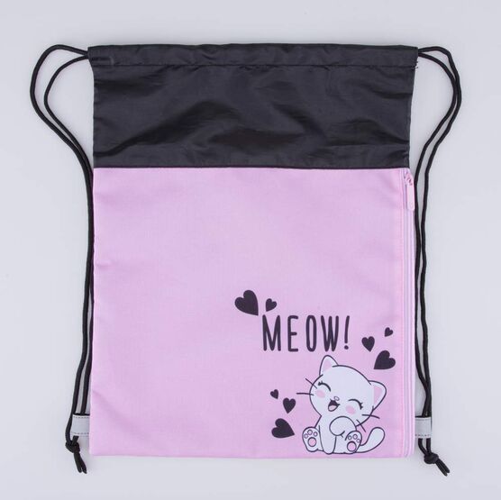 02808231-40 Мешок для обуви Мягкий котик КК для девочки черный + розовый