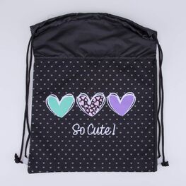 02808233-40 Мешок для обуви Сердечки черный для девочки черный