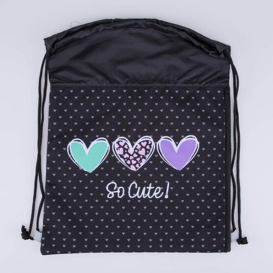 02808233-40 Мешок для обуви Сердечки черный для девочки черный
