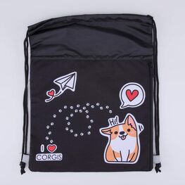 02808237-40 Мешок для обуви Стикеры черный для девочки черный