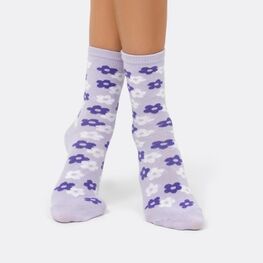 07842977-40 Хлопковые носки для девочки Цветочки для девочки сиреневый фото №2