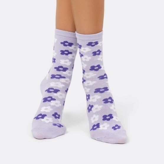 07842977-40 Хлопковые носки для девочки Цветочки для девочки сиреневый фото №2