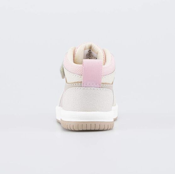 052165-12 Кожаные ботинки-кеды для девочки для девочки бежевый + розовый фото №5