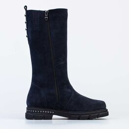 662151-33 Кожаные сапоги на молнии утепленные для девочки синий фото №2