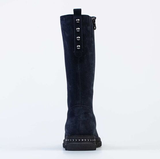 662151-33 Кожаные сапоги на молнии утепленные для девочки синий фото №5