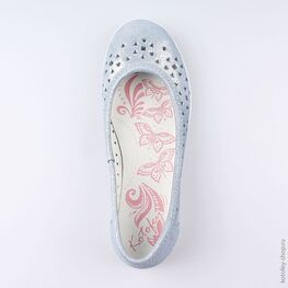 632172-29 Кожаные туфли-балетки для девочки для девочки голубой фото №4