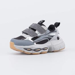 144281-12 Серые кроссовки с LED и Softshell для мальчики черный,серый