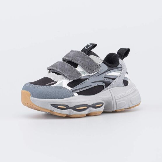 144281-12 Серые кроссовки с LED и Softshell для мальчики черный,серый