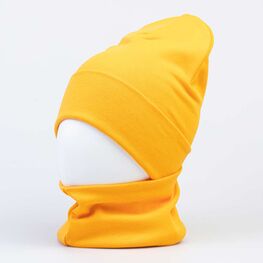 07711277-40 Хлопковая шапка со снудом горчичный для универсальные горчичный