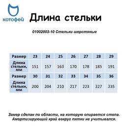01002003-10 Стельки шерстяные для универсальные фото №2