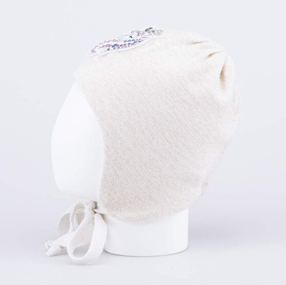 07811665-40 Шапка детская с завязками бежевый для девочки бежевый фото №2