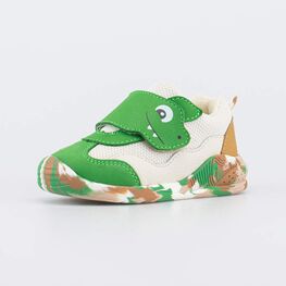 144296-71 Кроссовки на липучке Джунгли для мальчики бежевый + зеленый