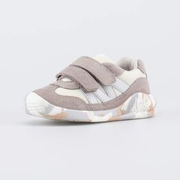 144299-73 Кожаные кроссовки на липучках для мальчики бежевый