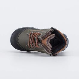 152378-52 Зимние ботинки на молнии для мальчика для мальчики оливковый фото №4