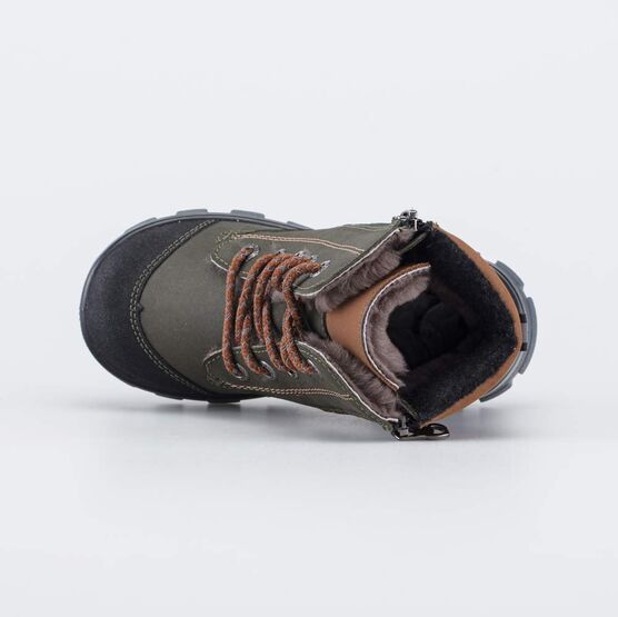 152378-52 Зимние ботинки на молнии для мальчика для мальчики оливковый фото №4