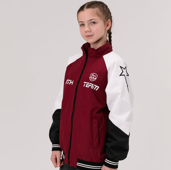 07857077-40 Куртка-бомбер для девочки для девочки бордовый + черный фото №7