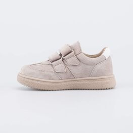 332166-21 Бежевые велюровые полуботинки-кеды для девочки бежевый фото №2