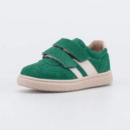 332166-22 Зеленые велюровые полуботинки-кеды для мальчики зел-беж