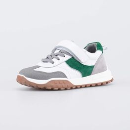 332167-22 Кожаные полуботинки для мальчика для мальчики белый + серый