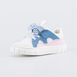 334042-12 Кеды в сеточку для девочки для девочки бежевый + голубой