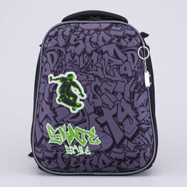 02704380-40 Рюкзак школьный Скейт (11+) КК для мальчики серый + зеленый