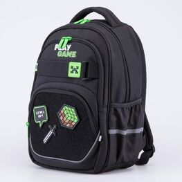 02704381-40 Рюкзак школьный с патчами-липучками (11+) для мальчики черный фото №2