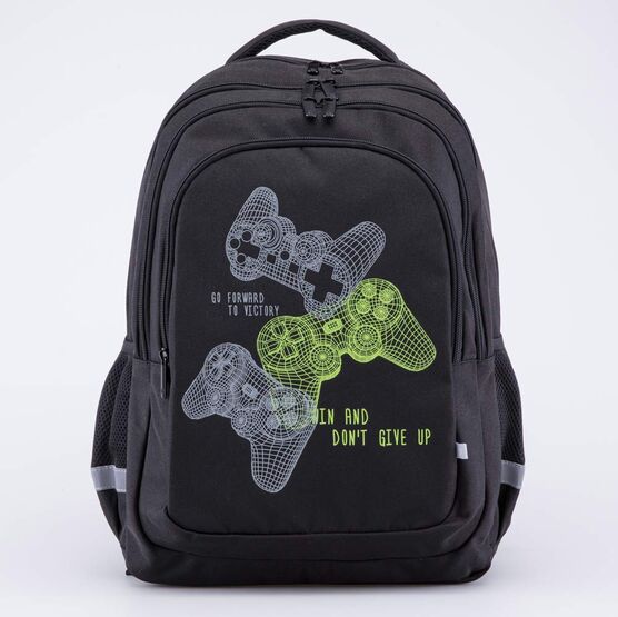 02704385-40 Рюкзак школьный Джойстики (15+) КК для мальчики черный