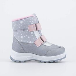 454891-42 Мембранные ботинки Снегопад для девочки серый + розовый фото №2