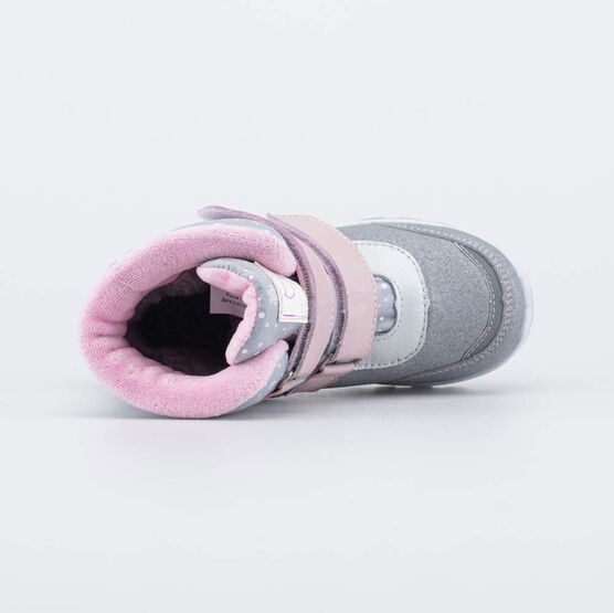 454891-42 Мембранные ботинки Снегопад для девочки серый + розовый фото №4