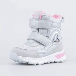 254813-42 Мембранные ботинки с LED для девочки серый