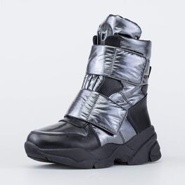 654065-42 Серебристые дутики на высокой подошве для девочки срб-чер