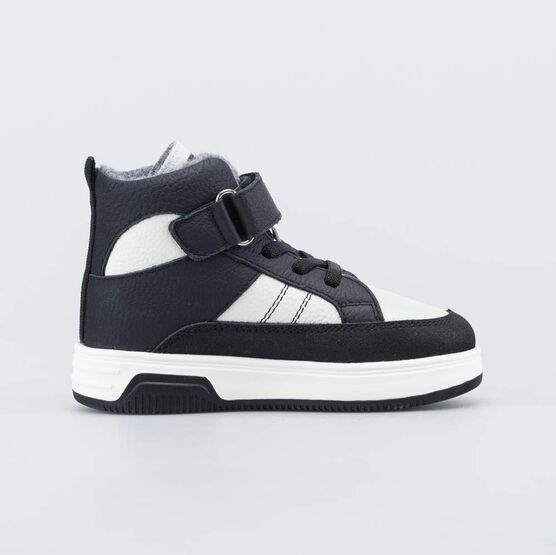 352421-32 Кожаные утепленные ботинки на осень/весну для мальчики черный,белый фото №2