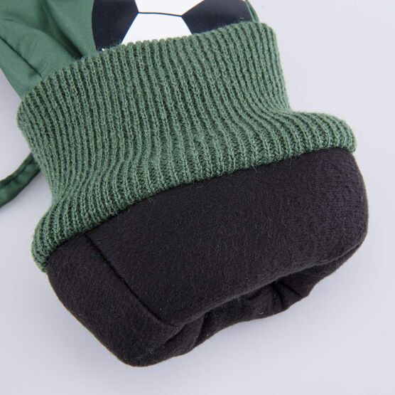 07721165-40 Варежки утепленные Футбольный мяч для мальчики оливковый фото №4