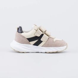 344547-13 Бежевые кроссовки на липучках для девочки бежевый + черный фото №2