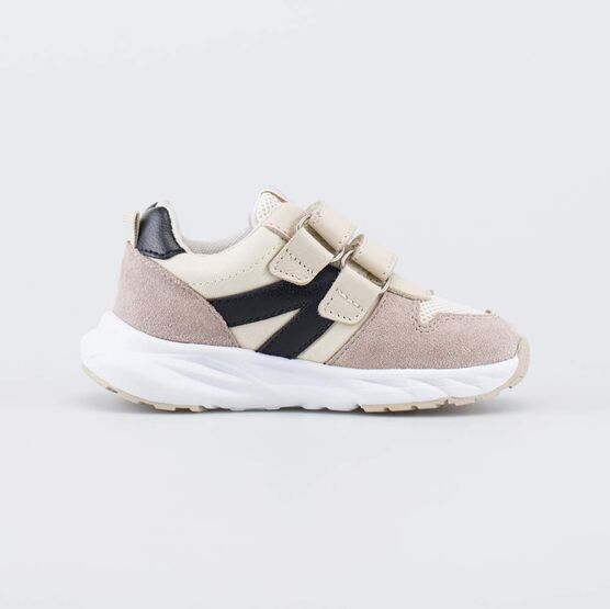 344547-13 Бежевые кроссовки на липучках для девочки бежевый + черный фото №2