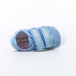 331125-14 Хлопковые кеды на липучках для девочки голубой фото №4