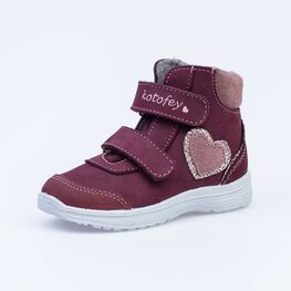352176-34 Ботинки на липучках, байка для девочки бордовый
