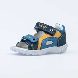 122160-21 Сандалии из натурального нубука для мальчика для мальчики син-жел