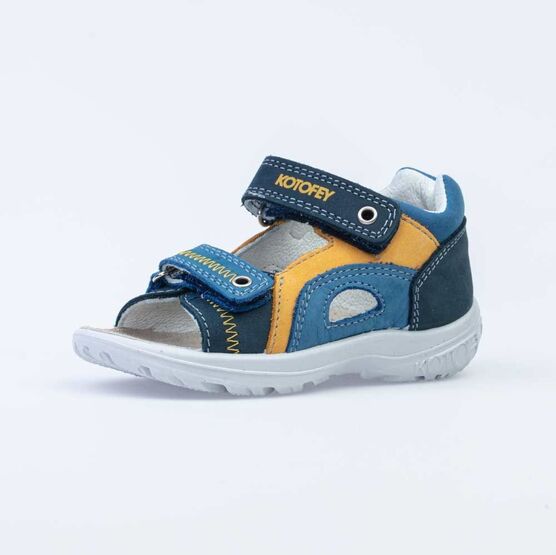 122160-21 Сандалии из натурального нубука для мальчика для мальчики син-жел