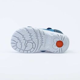 122160-21 Сандалии из натурального нубука для мальчика для мальчики син-жел фото №3