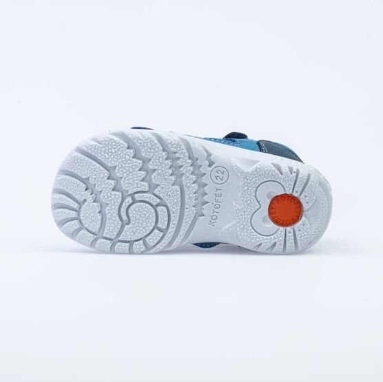 122160-21 Сандалии из натурального нубука для мальчика для мальчики син-жел фото №3