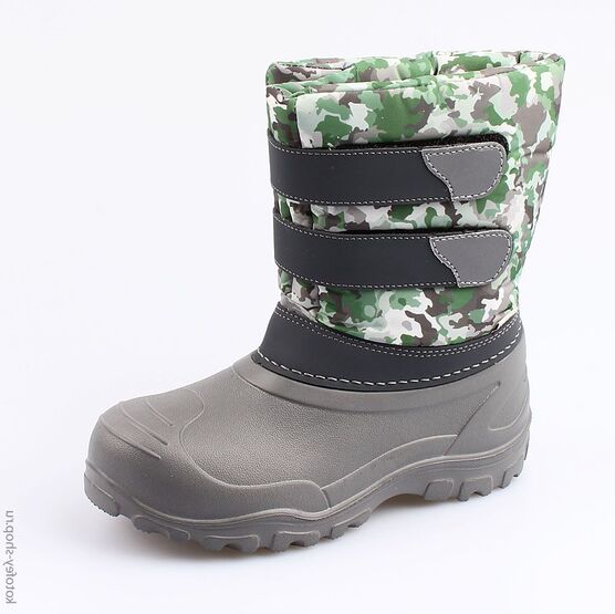 664038-43 Сноубутсы для мальчики сер-зел