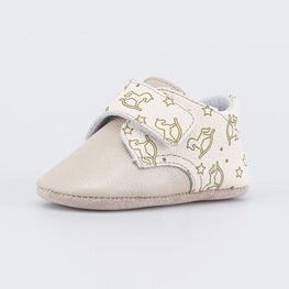 002138-22 Кожаные пинетки на липучке Коняшка для мальчики бежевый