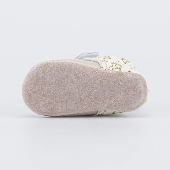 002138-22 Кожаные пинетки на липучке Коняшка для мальчики бежевый фото №3