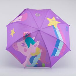 03807126-40 Зонт детский розовый Единорожек для девочки фиолетовый фото №2