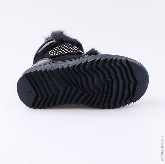 354034-42 Темно-синие полусапожки с опушкой из меха для девочки темно-синий фото №3